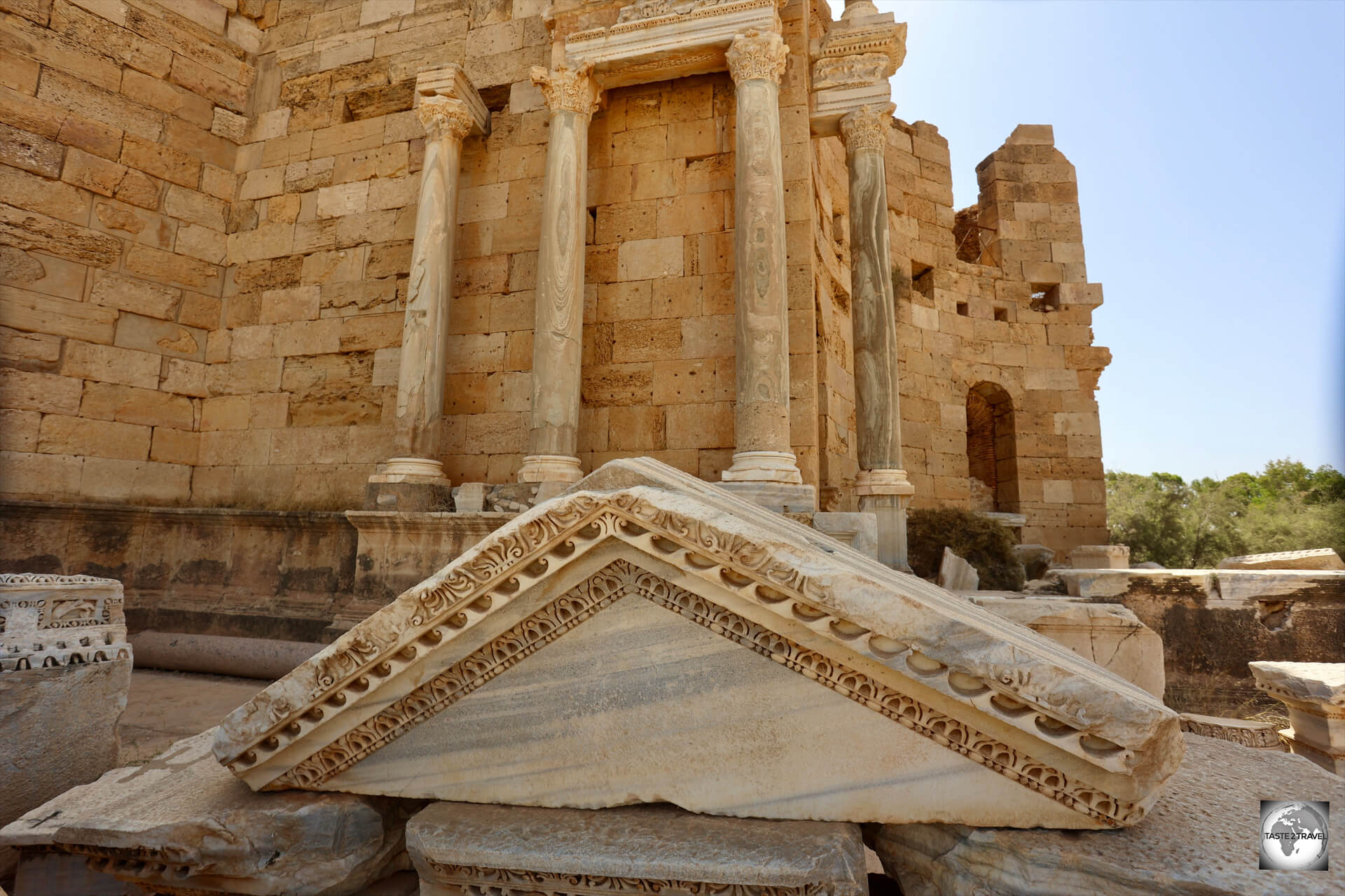 A view of the Nymphaeum at Leptis Magna which once featured an ornamental fountain.