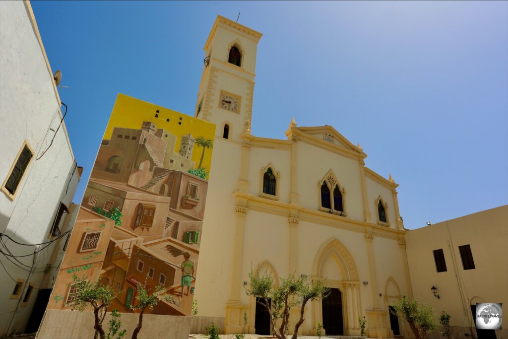 The Catholic church of Santa Maria degli Angeli, overlooks a small square in Tripoli old town.