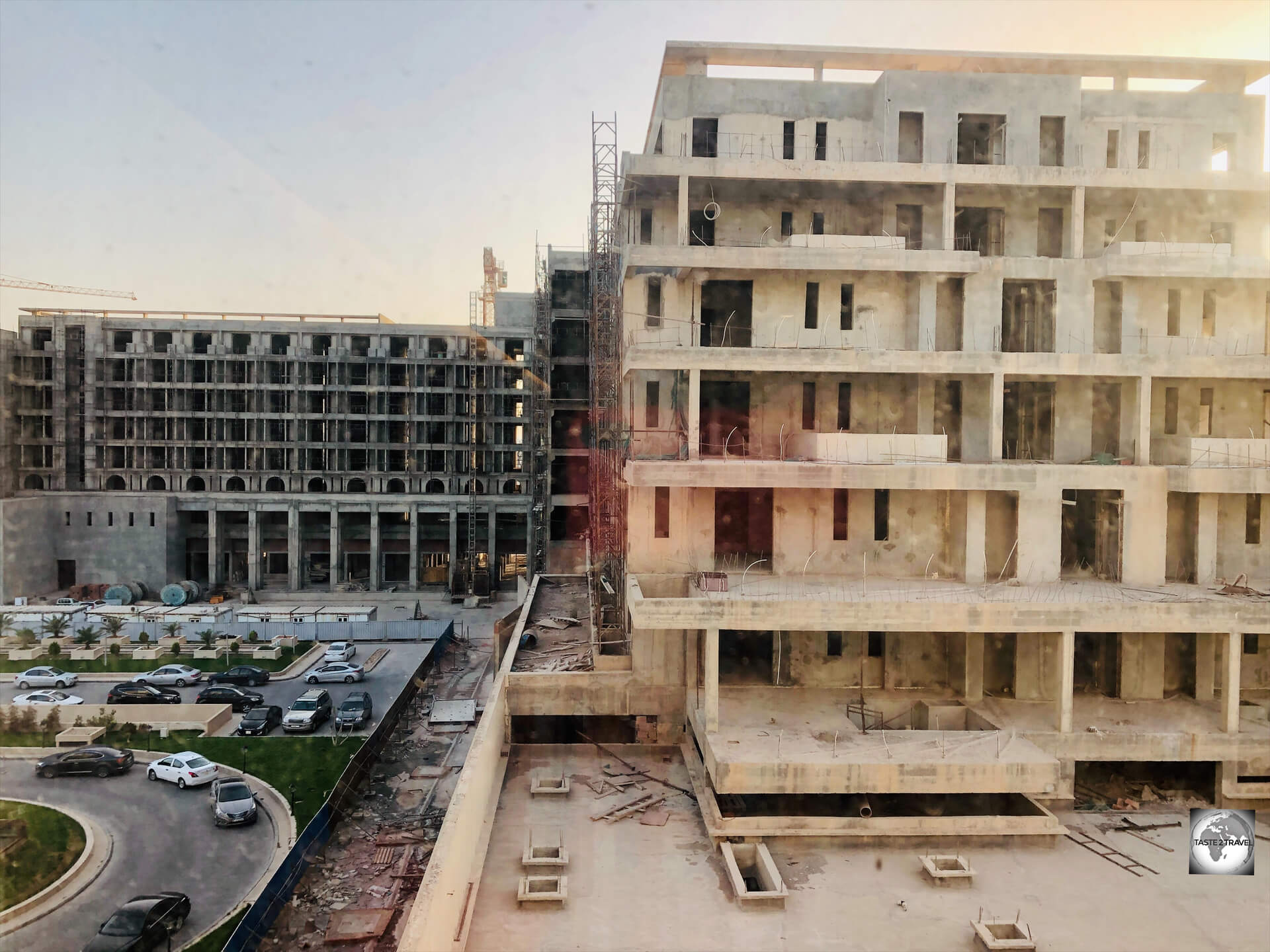 A view of the abandoned Sheraton Tripoli Hotel construction site.