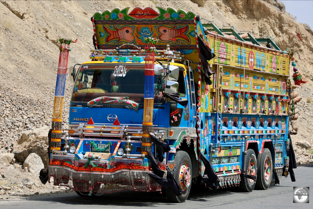 Trucks in Afghanistan are highly decorated and always very colourful.