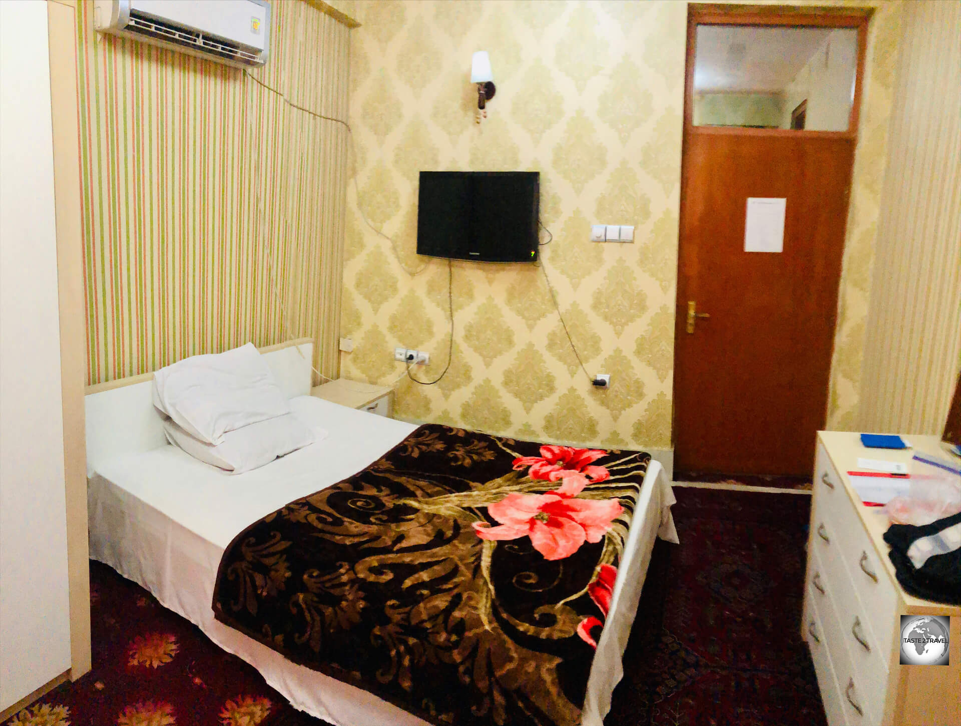 My old and dated room at the Sameer Waleed Guest House in Mazar-i-Sharif.