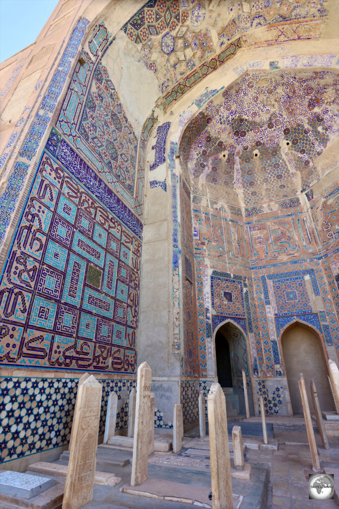 A detailed view of one of the Iwans at the Shrine of Khwaja Abdullah Ansari complex.