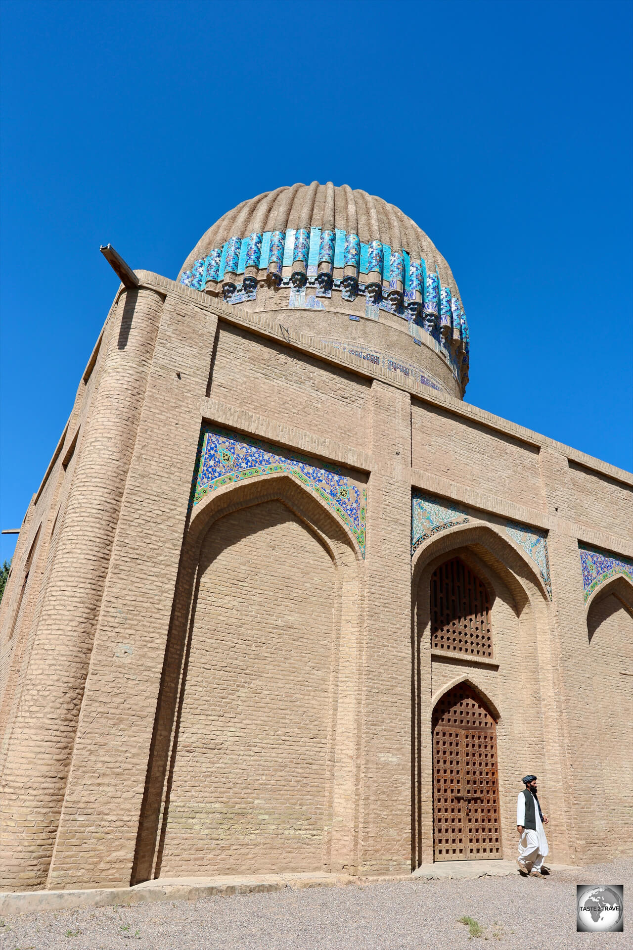A view of the front entrance of the Gawhar Shad Mausoleum.