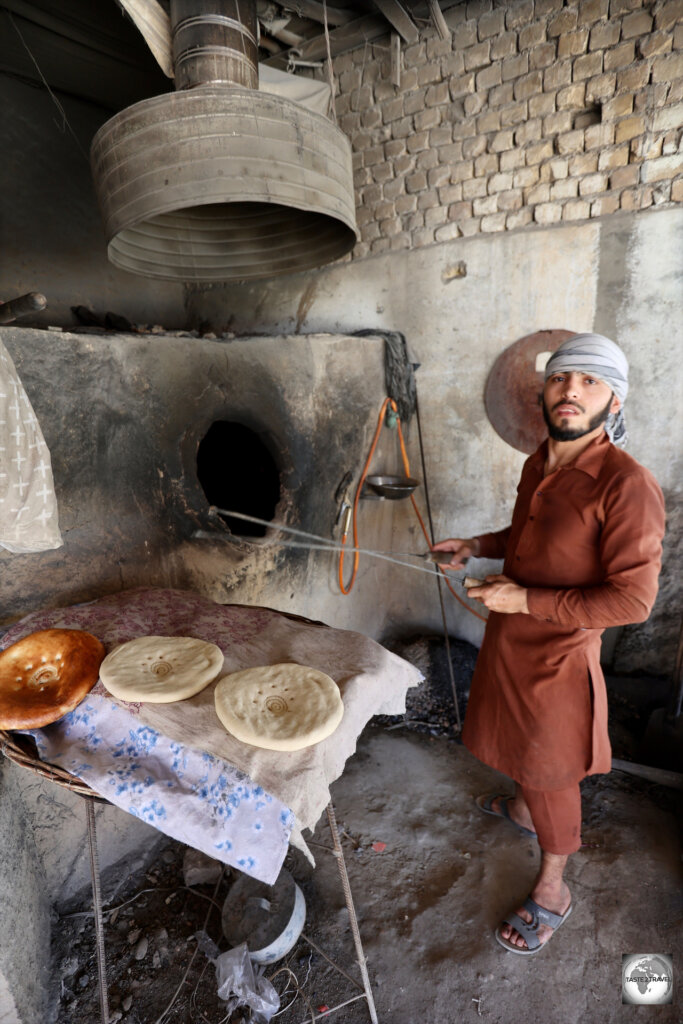 Naan Mazari is baked in a clay, tandoor, oven.