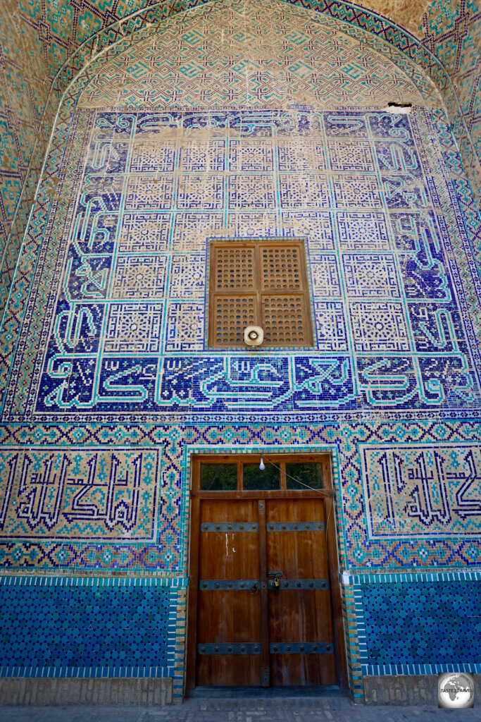 A view of the entrance to the Green Mosque in Balkh.