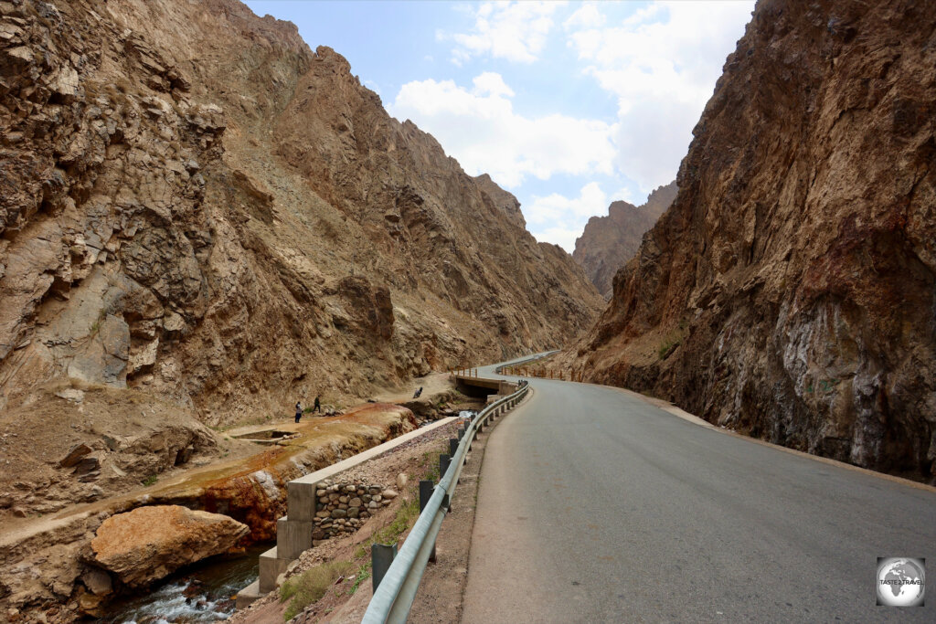 The northern route passes through a narrow gorge in the Hindu Kush.