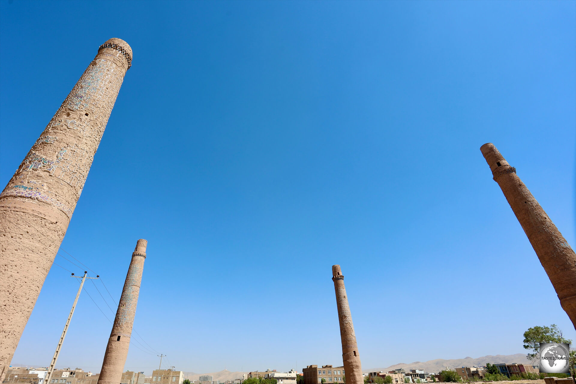 Four of the five, 55-metre-high, 15th century, Musallah Minarets of Herat.