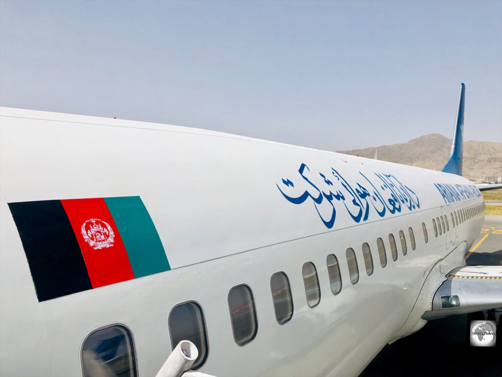 Boarding my Ariana Afghan Airlines flight to Herat.