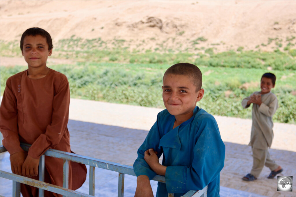 Young boys at the tomb of the famous Scholar Mullah Mohammad Jon in Balkh.