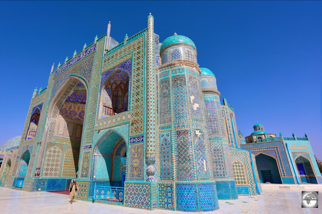 The beautiful, Shrine of Hazrat Ali, also known as the Blue Mosque, is the highlight of Mazar-i-Sharif.